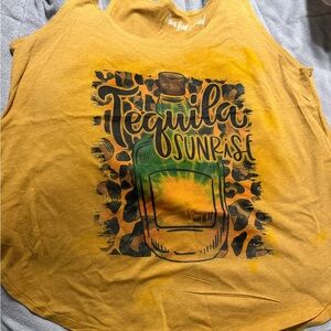 Tequila Sunrise Mustard Graphic Tank Top